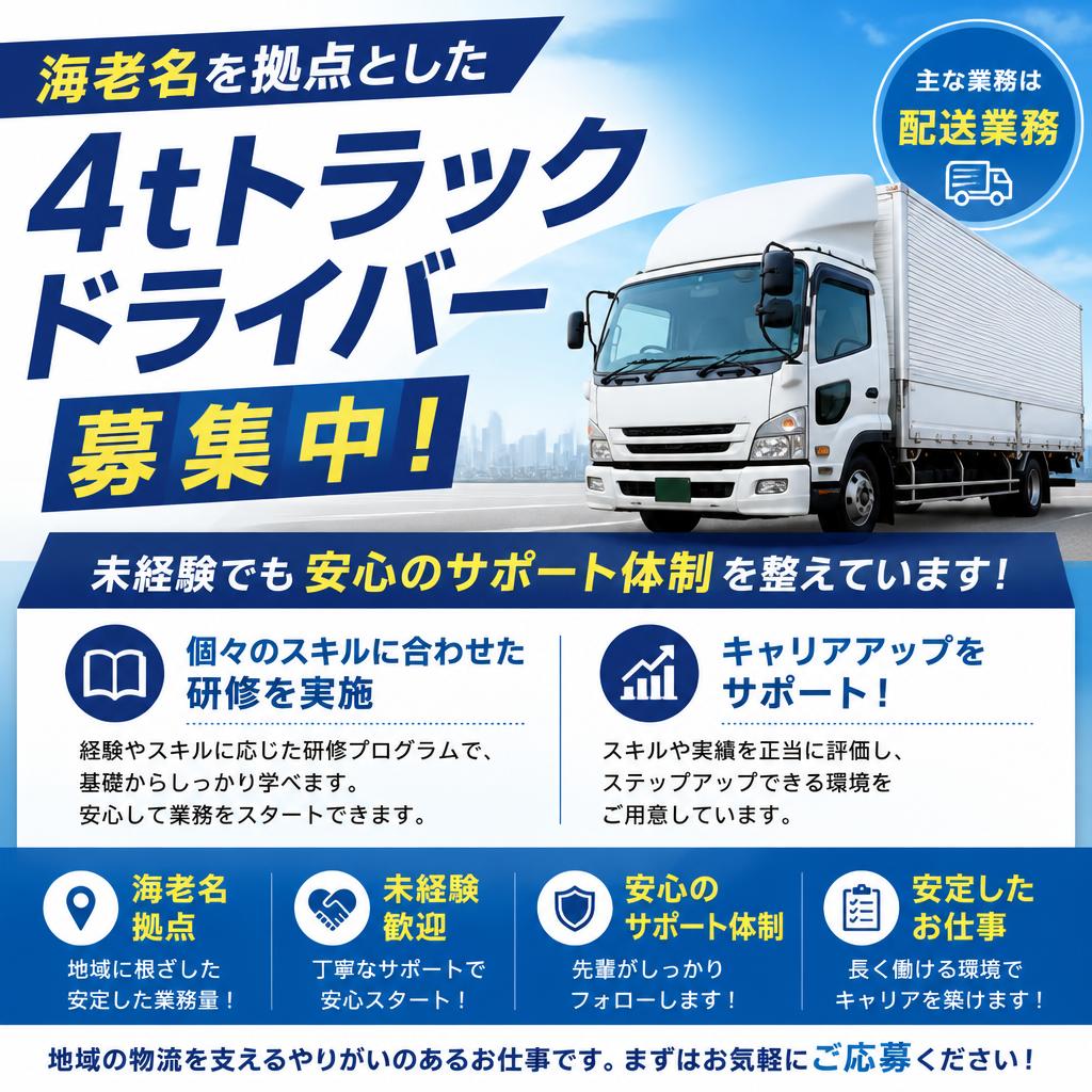 海老名での4tトラックドライバー募集