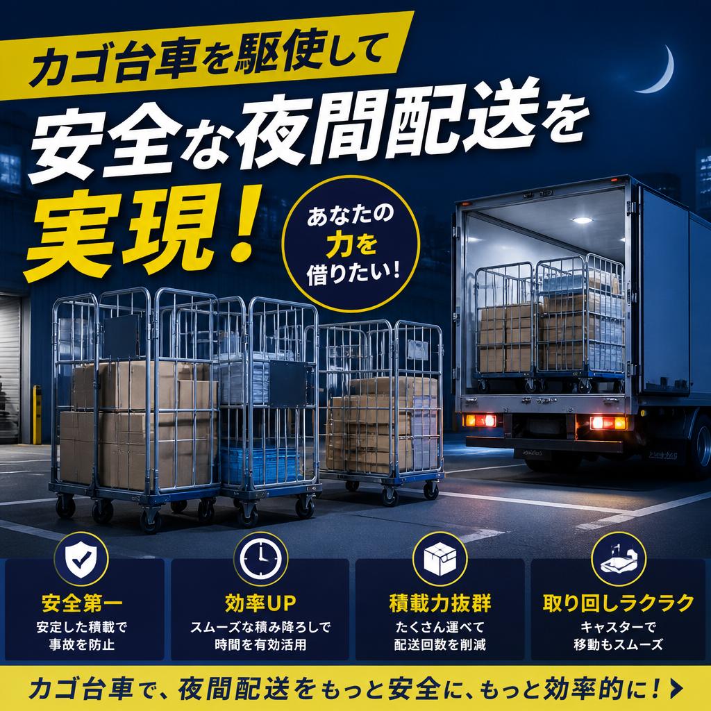 カゴ台車を駆使して安全な夜間配送を実現！あなたの力を借りたい！