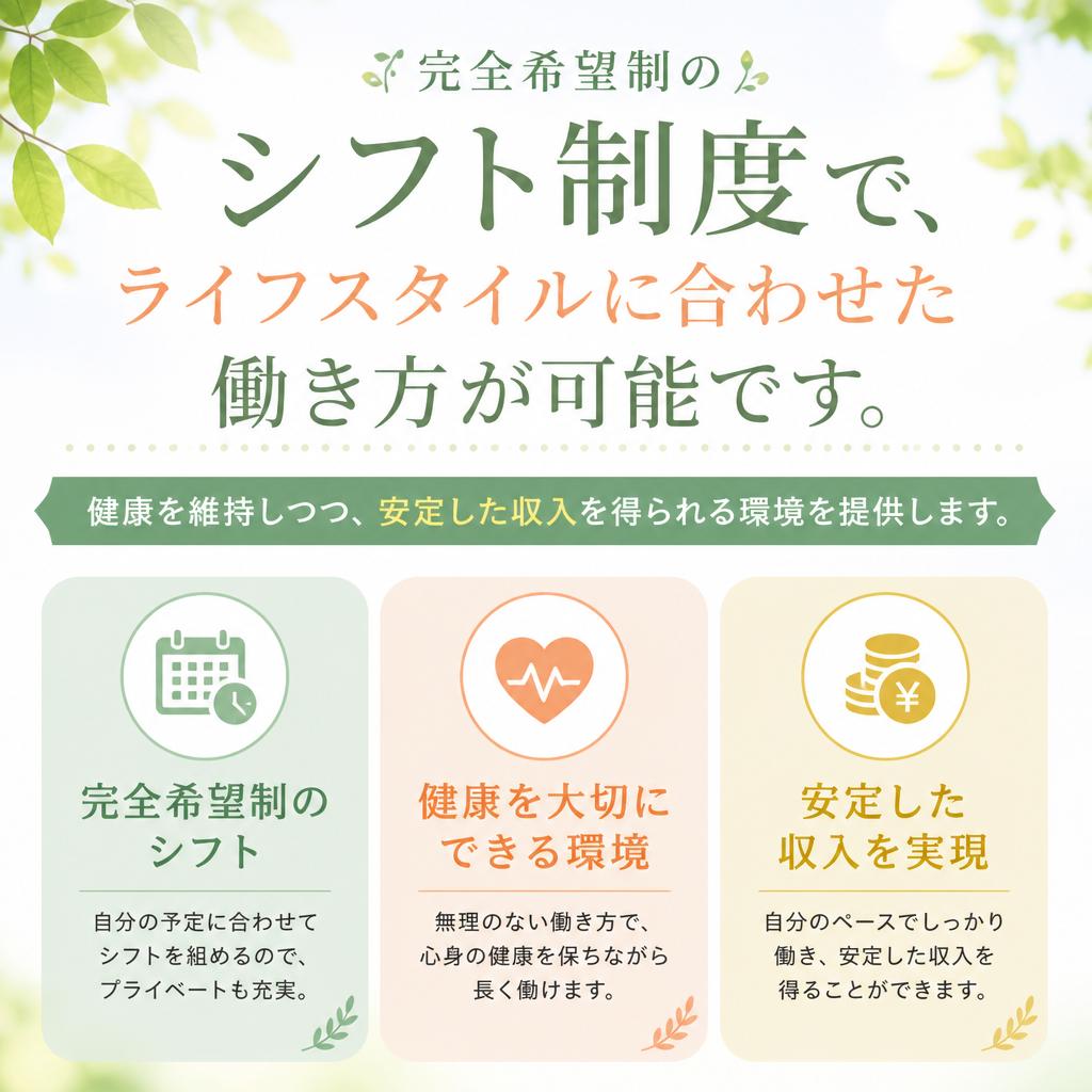 自由な働き方と充実の待遇