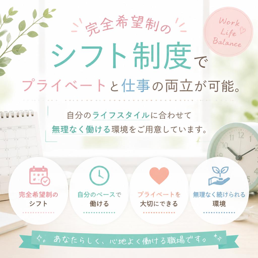 柔軟なシフト制度でワークライフバランス