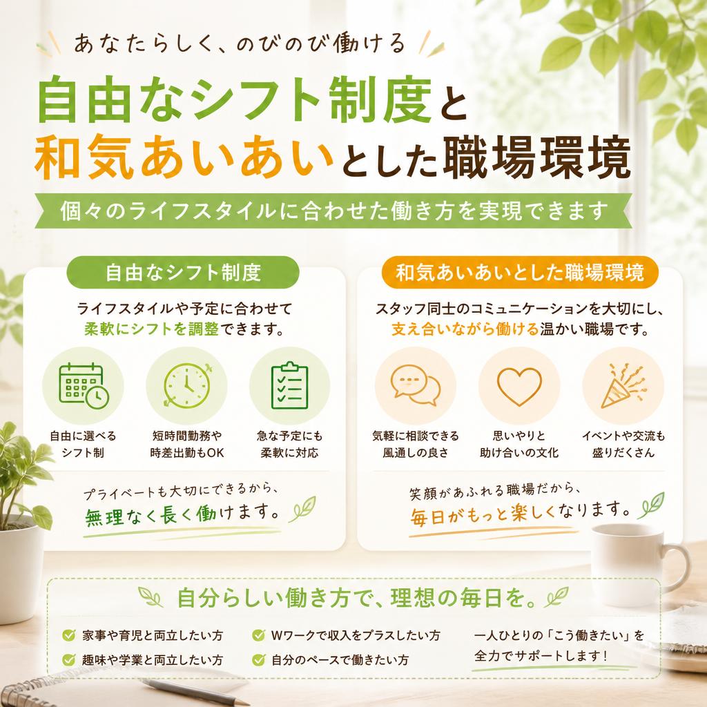 働く環境とシフトの柔軟性
