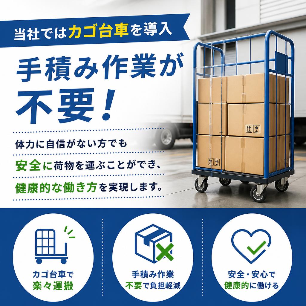 カゴ台車で安全・快適配送