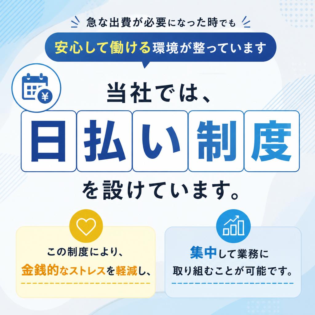 日払いOKで急な出費も安心