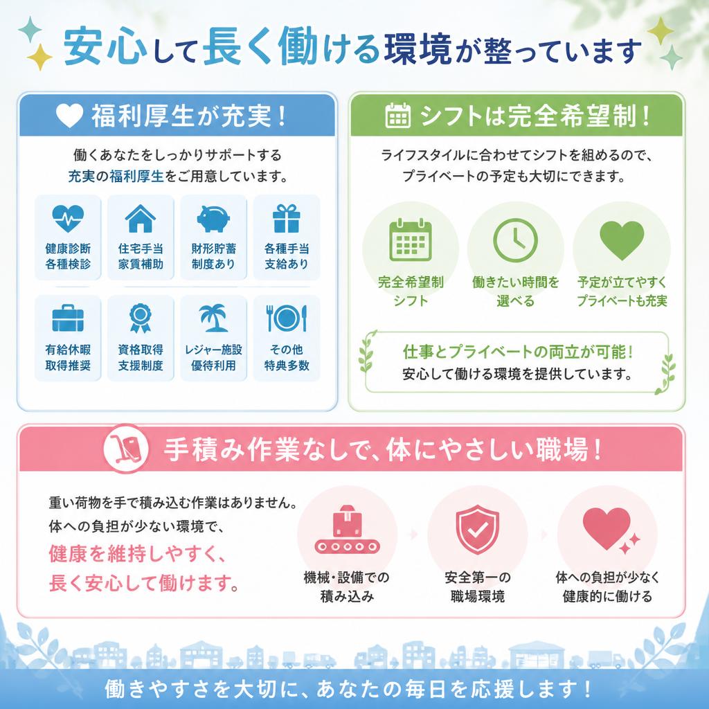 充実した福利厚生と労働条件