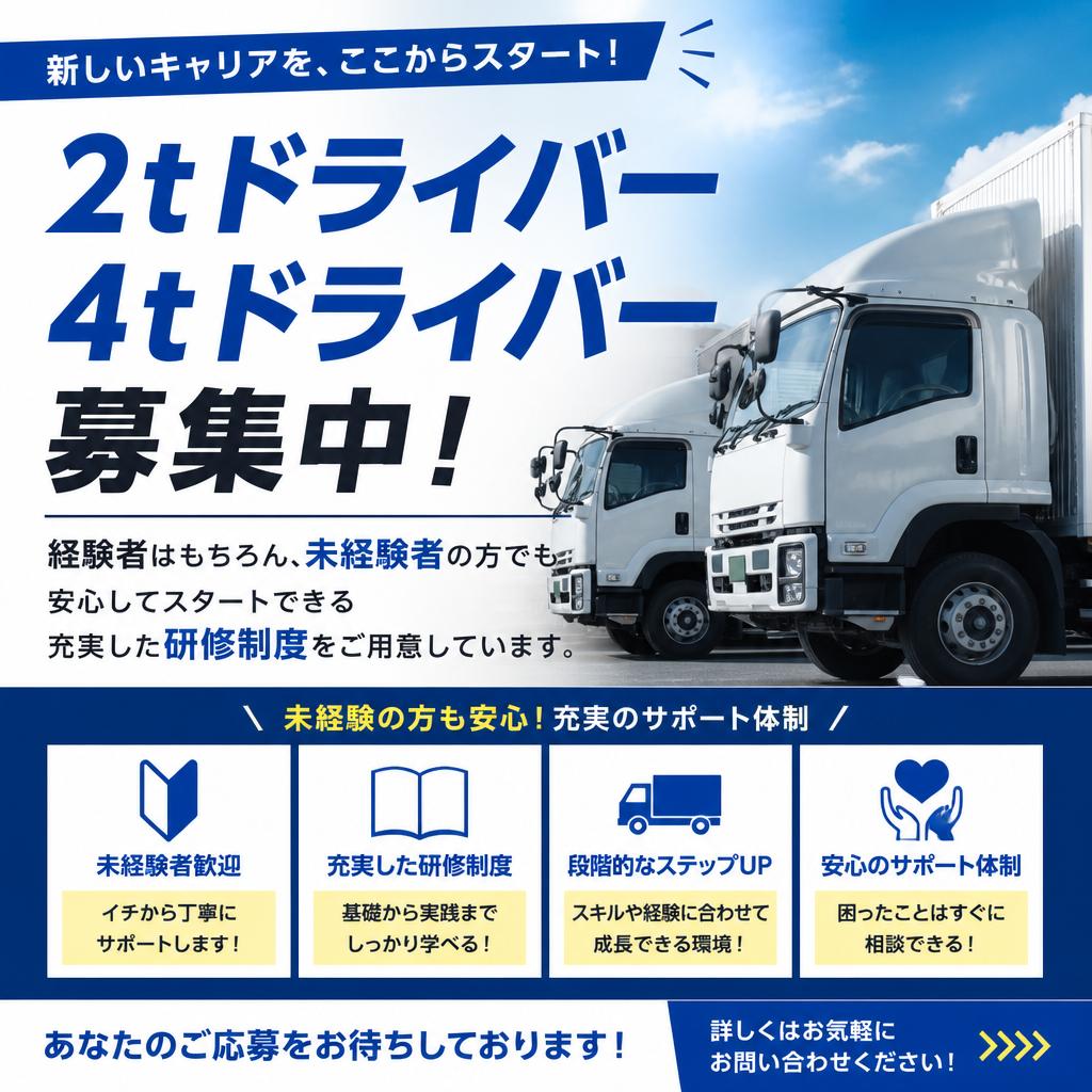 2tドライバー・4tドライバーの募集