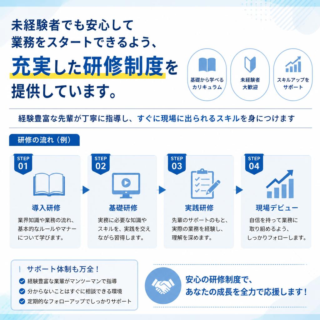 未経験でも安心の研修制度
