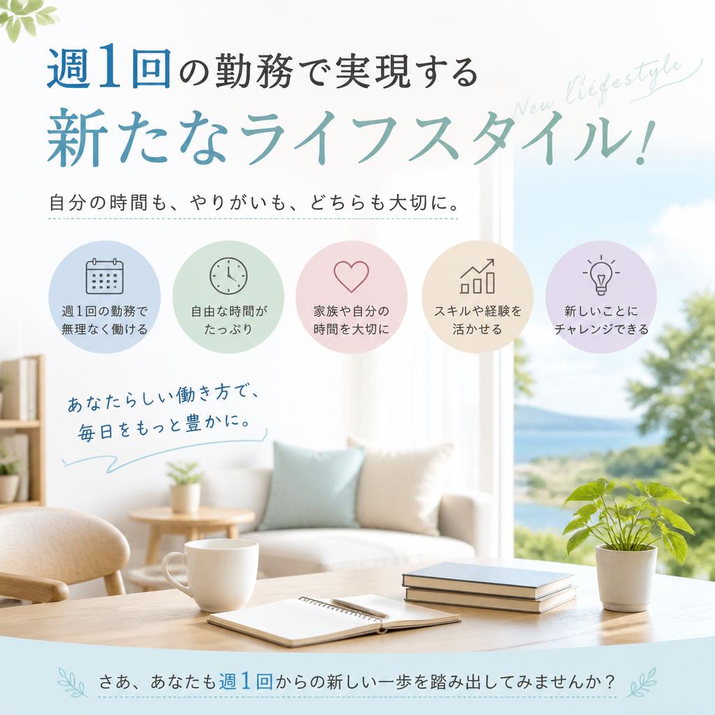 週1回の勤務で実現する新たなライフスタイル！