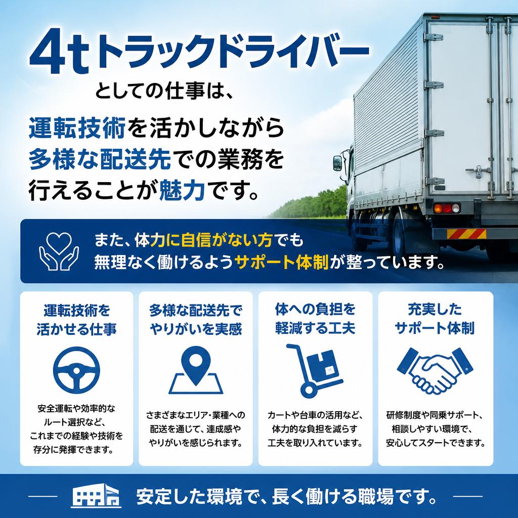 4tトラックドライバーの魅力