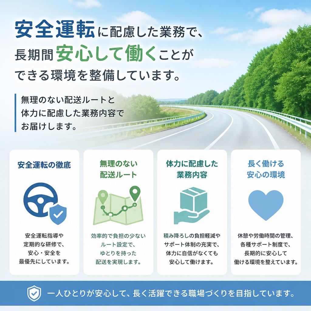 安全運転を徹底！快適に働ける環境