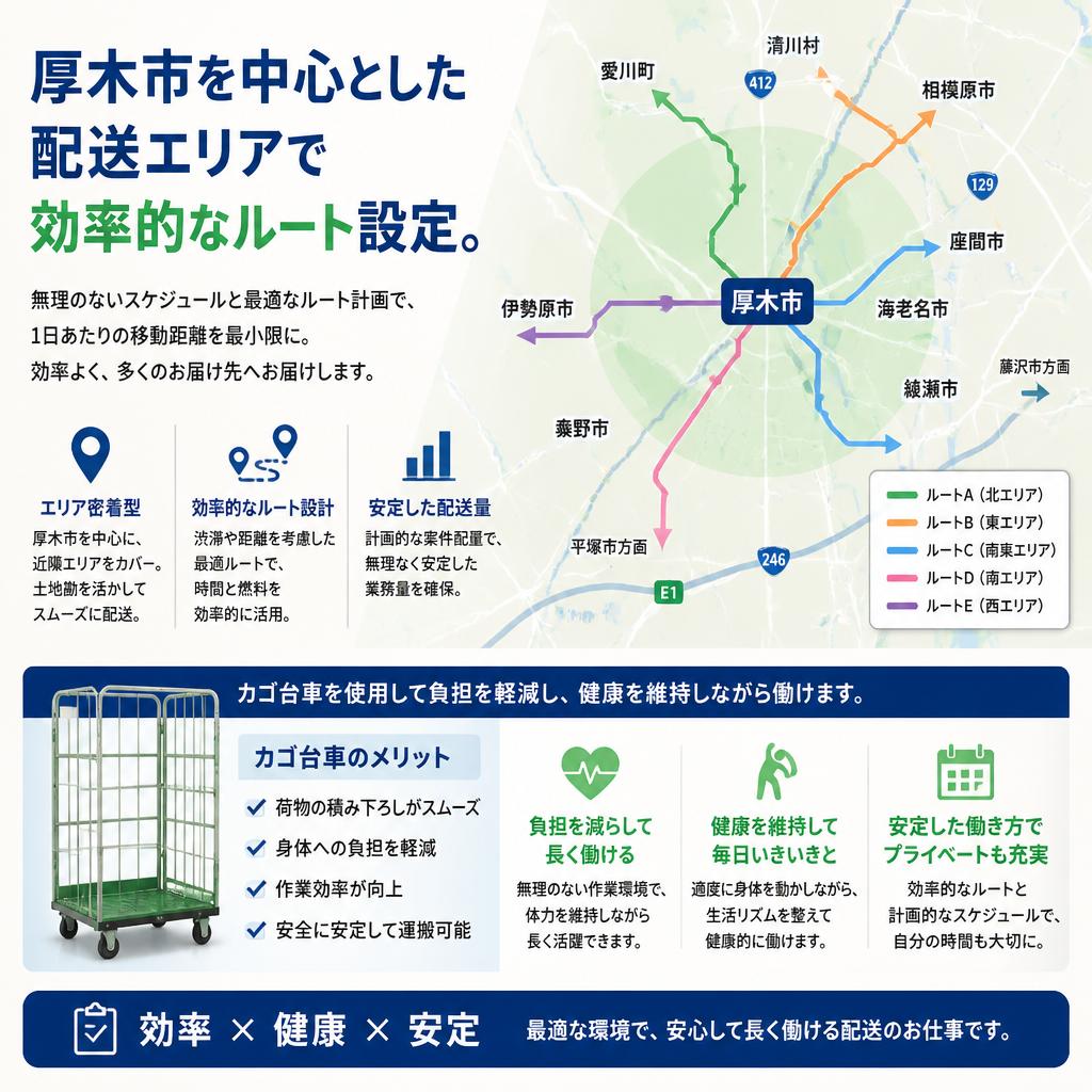 地域密着型の配送ルートで働きやすさ抜群
