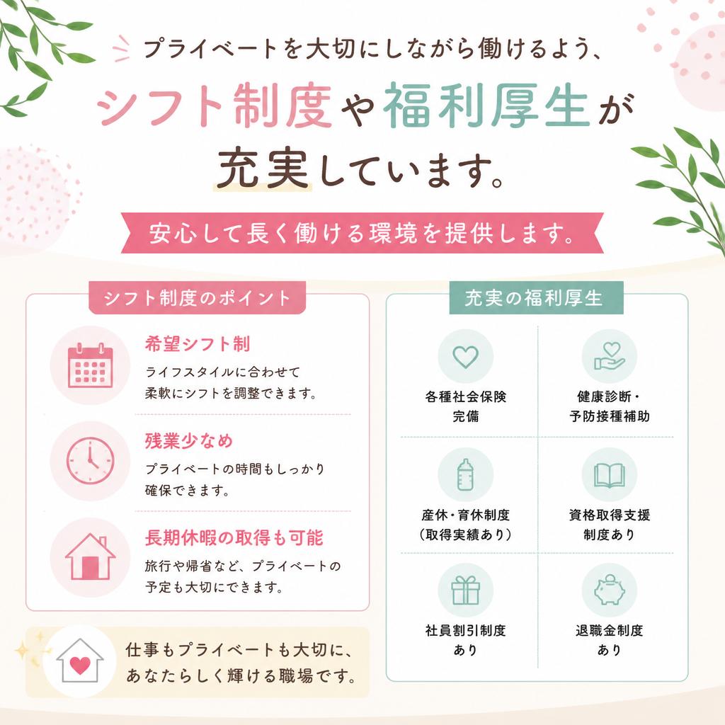 4. 福利厚生が充実！働きやすい環境整備